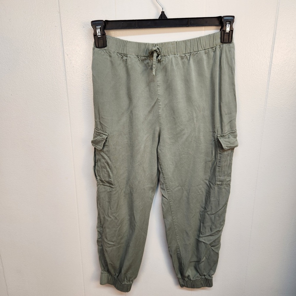 Art Class Pants Womens Large Green Cargo Joggers Elastic Waist Pockets Rayon